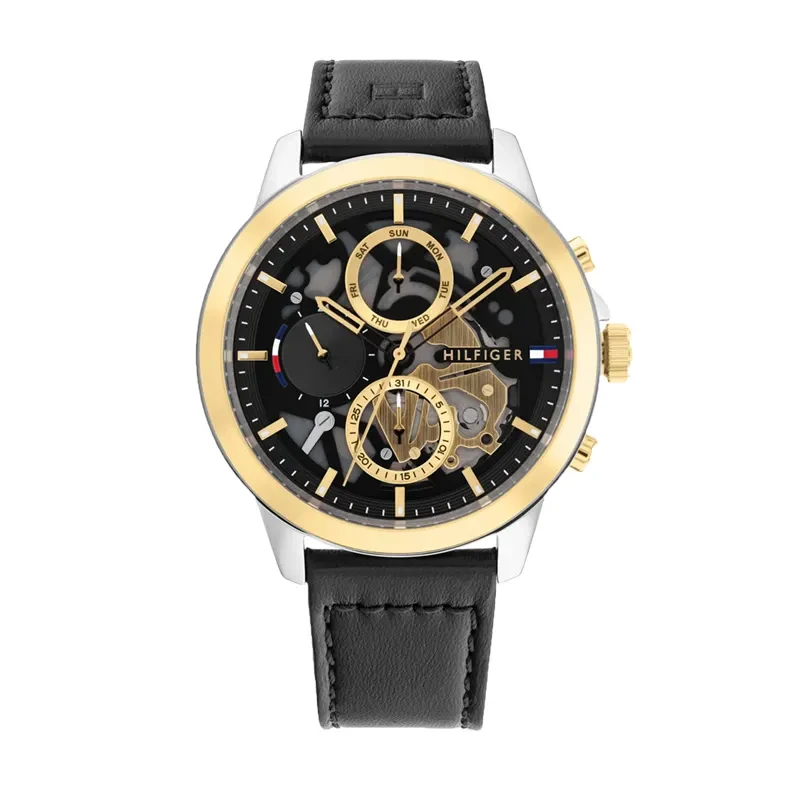 Tommy Hilfiger Henry Chronograph Black Leather Men's Watch- 1710474